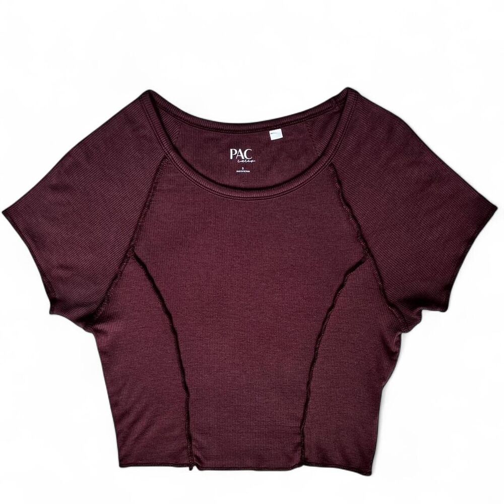 Brown Ribbed Seam Tee Shirt Women’s Size Small